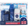 Nivea Cestovní sada pro ženy sprchový gel 50 ml + výživný krém 50 ml + antiperspirant Invisible 100 ml + lak na vlasy 75 ml + šampon Hairmilk 50 ml + ubrousky 7 kusů, kosmetická sada