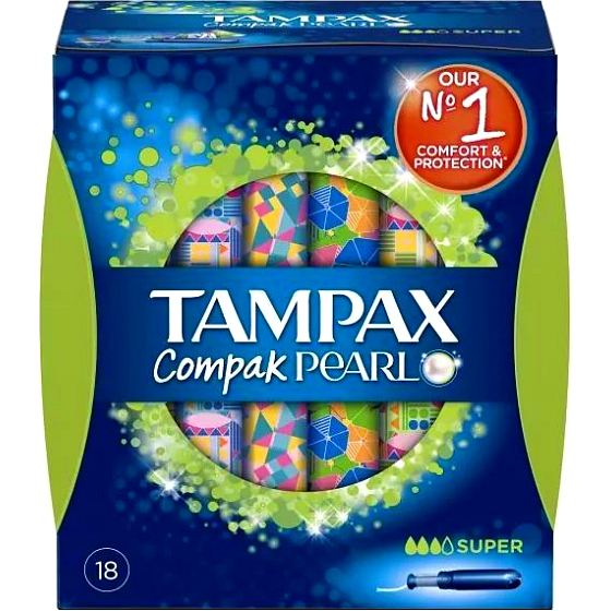 Tampax Compak Pearl Super dámské tampony s aplikátorem 18 kusů