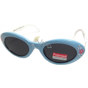 Dudes & Dudettes Sluneční brýle pro děti světle modrá, bílé stranice s kytičkami JKP085