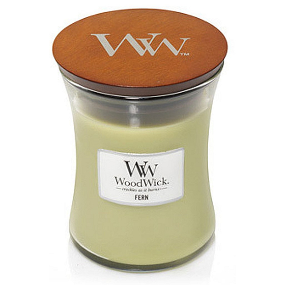 WoodWick Fern - Kapradina vonná svíčka s dřevěným knotem a víčkem sklo malá 85 g