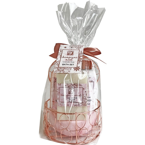 Salsa Collection Champagne Mood tělové mléko 50 ml + sprchový gel 100 ml + mýdlo 30 g, kosmetická sada v drátěné dóze