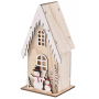 Emos Vánoční dřevěný domek se sněhulákem 28,5 x 16 cm + časovač