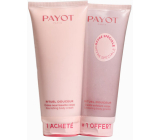 Payot Rituel Douceur Creme Nourrissante vyživující a rozjasňující tělový krém s růženínem 200 ml + Granité Exfoliante Corps dvojitý tělový peeling s růženínem 200 ml, Promo duo set 2023