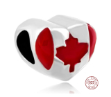 Charm Sterlingové stříbro 925 Kanadská vlajka, korálek na náramek cestování
