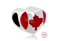 Charm Sterlingové stříbro 925 Kanadská vlajka, korálek na náramek cestování