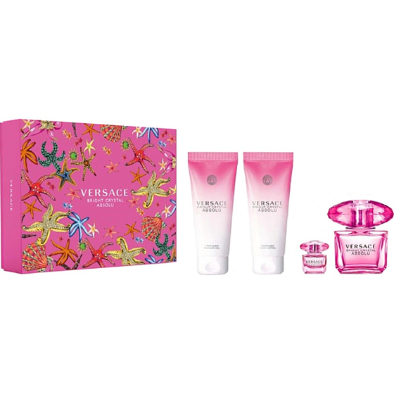 Versace Bright Crystal Absolu parfémovaná voda 90 ml + tělové mléko 100 ml + sprchový gel 100 ml + parfémovaná voda miniatura 5 ml, dárková sada pro ženy