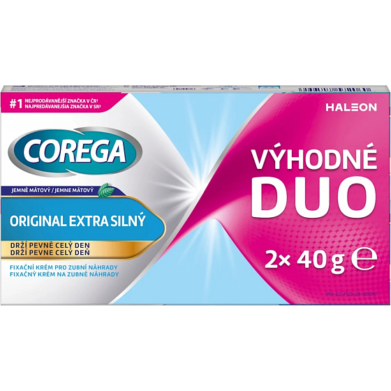Corega Original fixační krém na umělá chrup extra silný 2 x 40 g