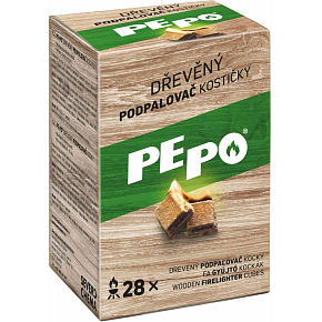 PE-PO Dřevěný podpalovač kostičky 28 ks