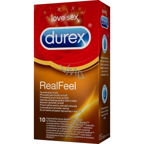 Durex Real Feel kondom pro přirozený pocit kůže na kůži nominální šířka: 56 mm nelatexové i pro alergiky 10 kusů