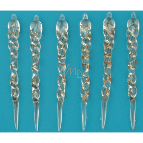 Rampouchy zlaté průhledné s perleťovými glitry na zavěšení 13 cm 6 kusů