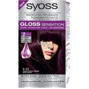 Syoss Gloss Sensation Šetrná barva na vlasy bez amoniaku 3-33 Tmavá morello třešeň 115 ml