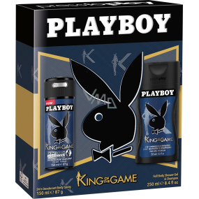 Playboy King of The Game deodorant sprej pro muže 150 ml + sprchový gel pro muže 250 ml, kosmetická sada