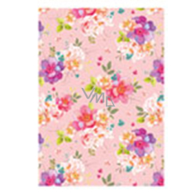 Ditipo Dárkový balicí papír 70 x 200 cm Růžový s květy