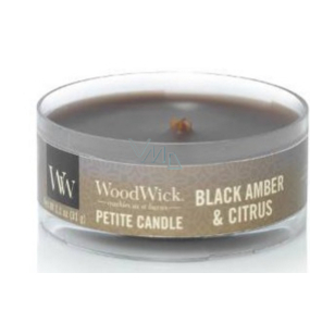 WoodWick Black Amber & Citrus - Černá ambra a citrusy vonná svíčka s dřevěným knotem petite 31 g