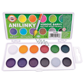 Koh-i-Noor Anilinky-brilantní vodové barvy, bílý podklad 22,5 mm 12 barev