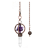 Ametyst Merkaba kyvadlo + čirý křemen + bronz, přívěsek přírodní kámen 7,7 cm, řetízek cca 26,5 cm