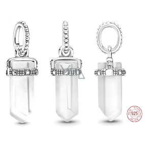 Charm Sterlingové stříbro 925 Mléčně bílý amulet, kyvadlo imitace křišťál, přívěsek na náramek