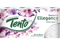 Tento Ellegance Pink Decor toaletní papír 150 útržků 3 vrstvý 8 kusů