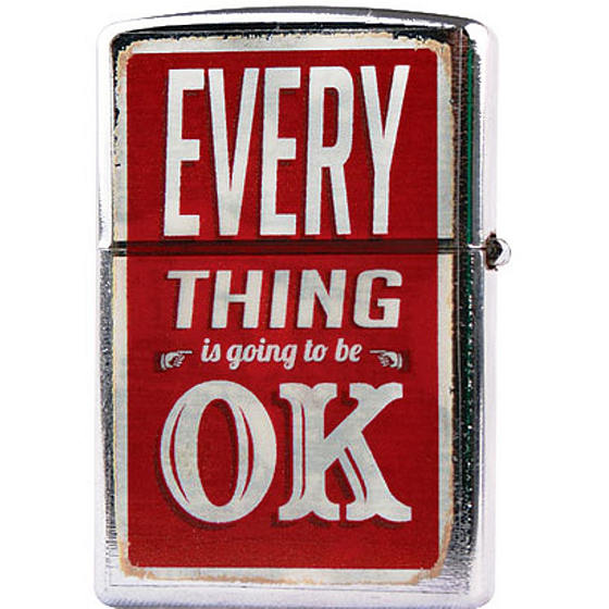 Bohemia Gifts Retro zapalovač kovový benzínový s potiskem Everything Is Ok 5,5 x 3,5 x 1,2 cm