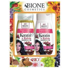 Bione Cosmetics Keratin & Kofein Makadamiový olej regenerační šampon na vlasy 260 ml + regenerační kondicionér 260 ml, kosmetická sada