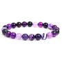 Achát purpurový náramek elastický přírodní kámen, kulička 8 mm / 16 - 17 cm, klid - ochrana - síla - harmonie