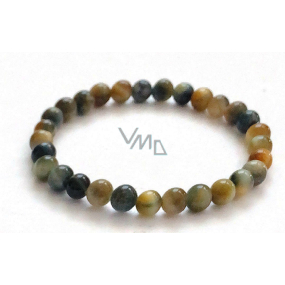Tygří oko multi color náramek elastický přírodní kámen, kulička 6 mm / 16 - 17 cm, kámen slunce a země, přináší štěstí a bohatství