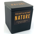 Heart & Home Nature Dubové dřevo a vetiver vonná svíčka sklo, doba hoření až 20 hodin 80 g