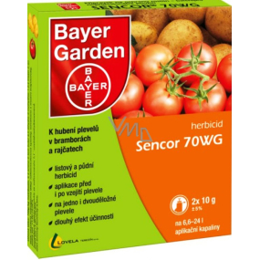 Bayer Garden Sencor 70 WG přípravek k hubení plevelů v bramborách, rajčatech 2x10 g