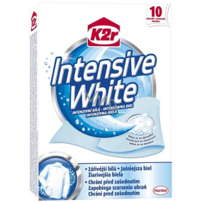 K2r Intensive White Intenzivní bílá unikátní bělicí ubrousky působí proti zešednutí prádla a navrátí mu zářivou bílou barvu 10 ubrousků