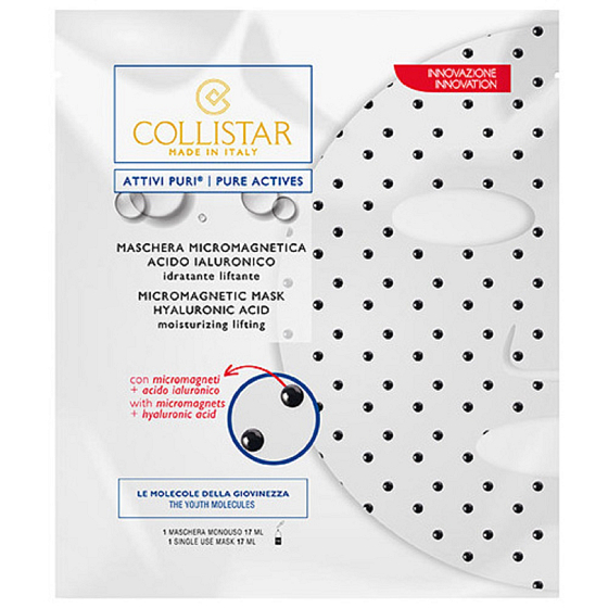 Collistar Pure Actives Micromagnetic Hyaluronic mikromagnetická pleťová maska s kyselinou hyaluronovu pro lifting a hydrataci pleti 17 ml
