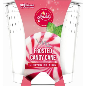 Glade Frosted Candy Cane s vůní vanilkového krému a peprmintu vonná svíčka ve skle, doba hoření až 32 hodin 129 g