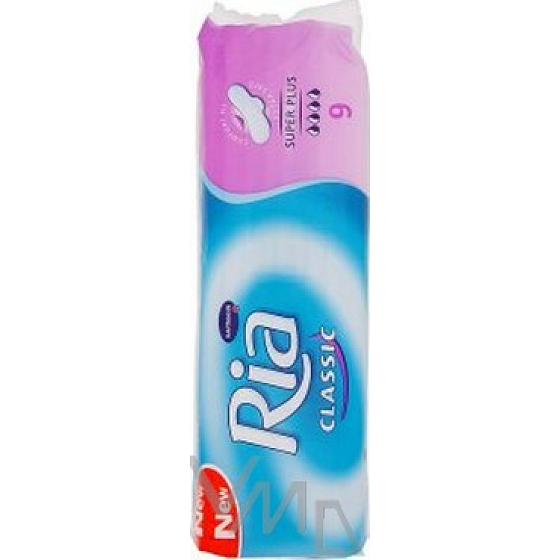Ria Classic Super Plus hygienické vložky delší s křidélky 9 kusů