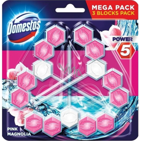 Domestos Power 5 Pink Magnolia Wc tuhý blok 3 x 55 g