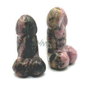 Rodonit Penis pro štěstí, přírodní kámen na postavení cca 3 cm, velký léčitel srdcí