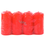 Červená svíčka válec 40 x 80 mm 4 kusy