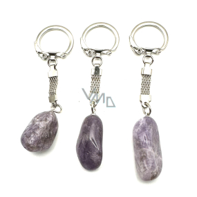 Ametyst Lavender Malaw Troml přívěsek klíčenka přírodní kámen, cca 10 cm, 1 kus, kámen králů a biskupů