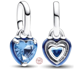Charm Sterlingové stříbro 925 Modré srdce - Mini medailon, přívěsek na náramek láska