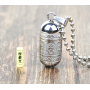 Pamětní, pietní urnový přívěsek, Om Man iMantra Buddhistický voděodolný, nerezová ocel 28 x 13 mm + řetízek