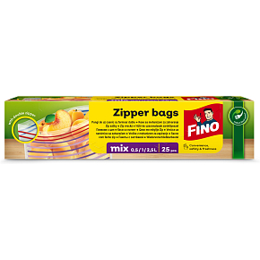 Fino Zipper uzavíratelné sáčky mix velikostí (10x0,5L / 10x1L / 5x2,5L) 25 ks