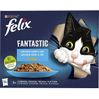 Felix Fantastic kapsičky pro kočky s lososem, platýsem, tuňákem a treskou, 12 × 85 g