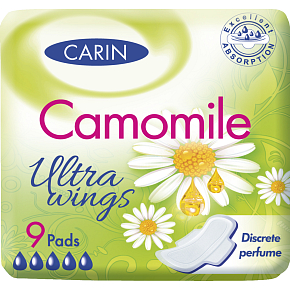 Carin Ultra Wings Kamille dámské vložky, 9 ks