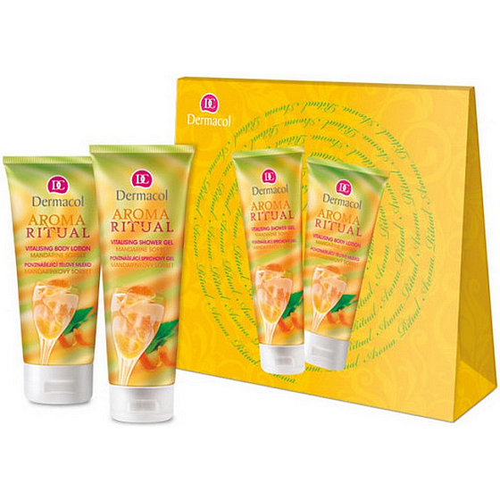 Dermacol Aroma Ritual Mandarinkový sorbet Povznášející sprchový gel s mandarinkovým olejem 250 ml + tělové mléko 200 ml, kosmetická sada