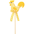Kohout z látky žluté káro zápich 7 cm + špejle