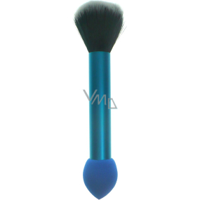Jiajun Kosmetický štětec se syntetickými štětinami a pěnovou houbičkou oboustranný modrý 16 cm