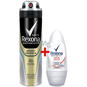 Rexona Men Sport Defence antiperspirant deodorant sprej 250 ml + Rexona Active Shield kuličkový antiperspirant deodorant roll-on pro ženy 50 ml, duopack