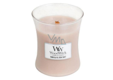 WoodWick Vanilla & Sea Salt - Vanilka a mořská sůl vonná svíčka s dřevěným knotem a víčkem sklo střední 275 g