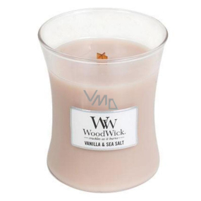 WoodWick Vanilla & Sea Salt - Vanilka a mořská sůl vonná svíčka s dřevěným knotem a víčkem sklo střední 275 g