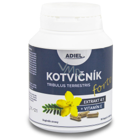 Adiel Kotvičník zemní Forte s vitamínem E působí na hladiny pohlavních hormonů, podporuje tvorbu spermií doplněk stravy 90 kapslí