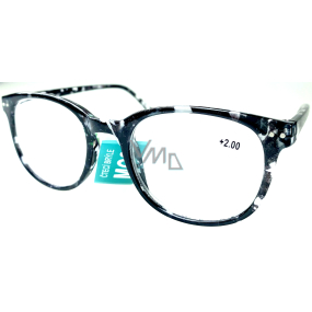 Berkeley Čtecí dioptrické brýle +2 plast mourovaté bílo-černé 1 kus MC2198