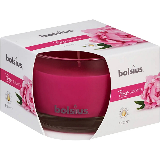 Bolsius True Scents Peony - Pivoňka vonná svíčka ve skle 90 x 63 mm